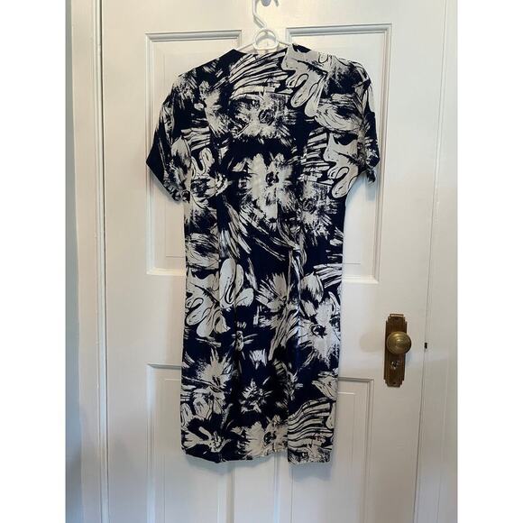 Whistles Tropical Printed Women's 2 T Shirt Dress Oversized Blue White Vacation - Picture 2 of 14